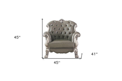 45" Champagne Faux Leather Arm Chair