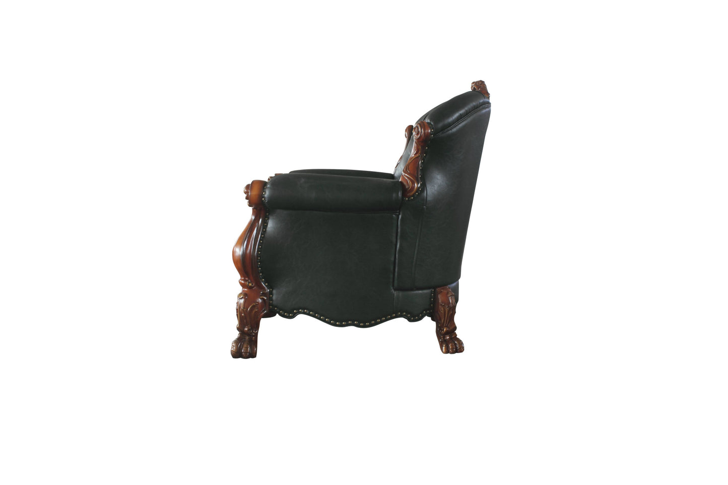 45" Cherry Oak Faux Leather Arm Chair