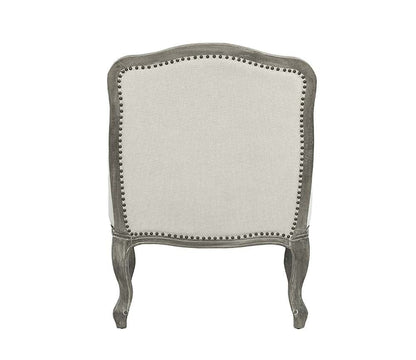 29" Cream and Brown Linen Arm Chair And Toss Pillow