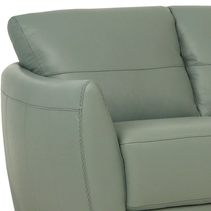 79" Tea Green Leather Sofa With Black Legs