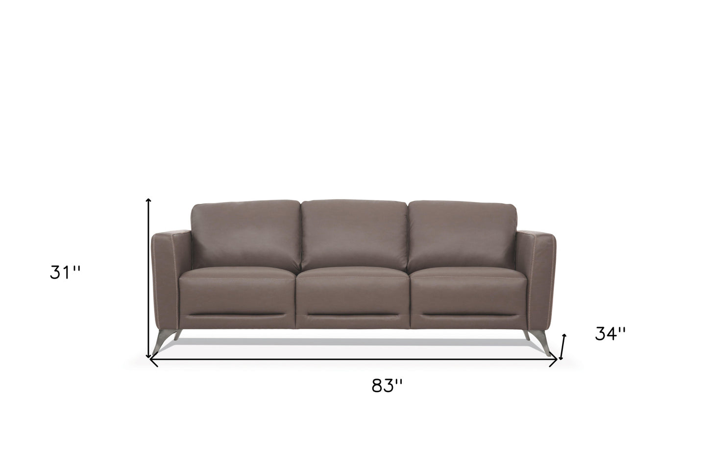 83" Taupe Leather Sofa With Black Legs