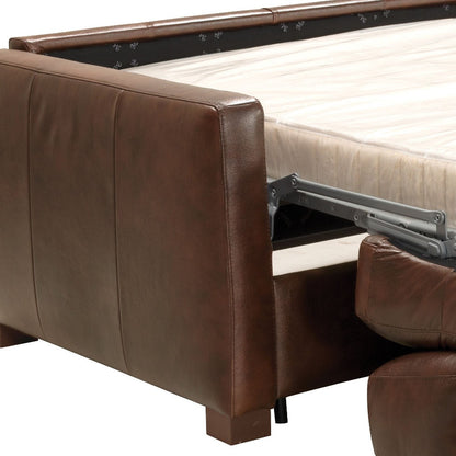 81" Brown Leather Sleeper Sofa With Black Legs