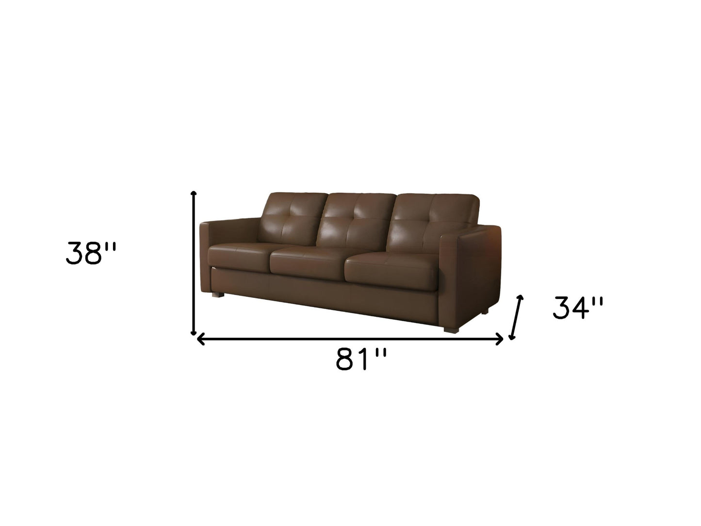 81" Brown Leather Sleeper Sofa With Black Legs