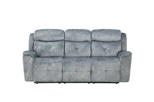 83" Gray Velvet Reclining Sofa With Black Legs