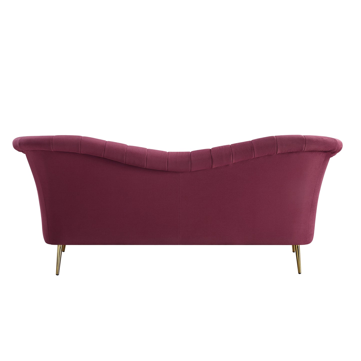 80" Red Velvet Sofa With Gold Legs