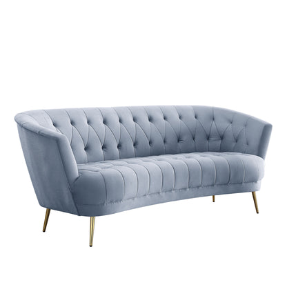 84" Light Gray Velvet Sofa With Gold Legs