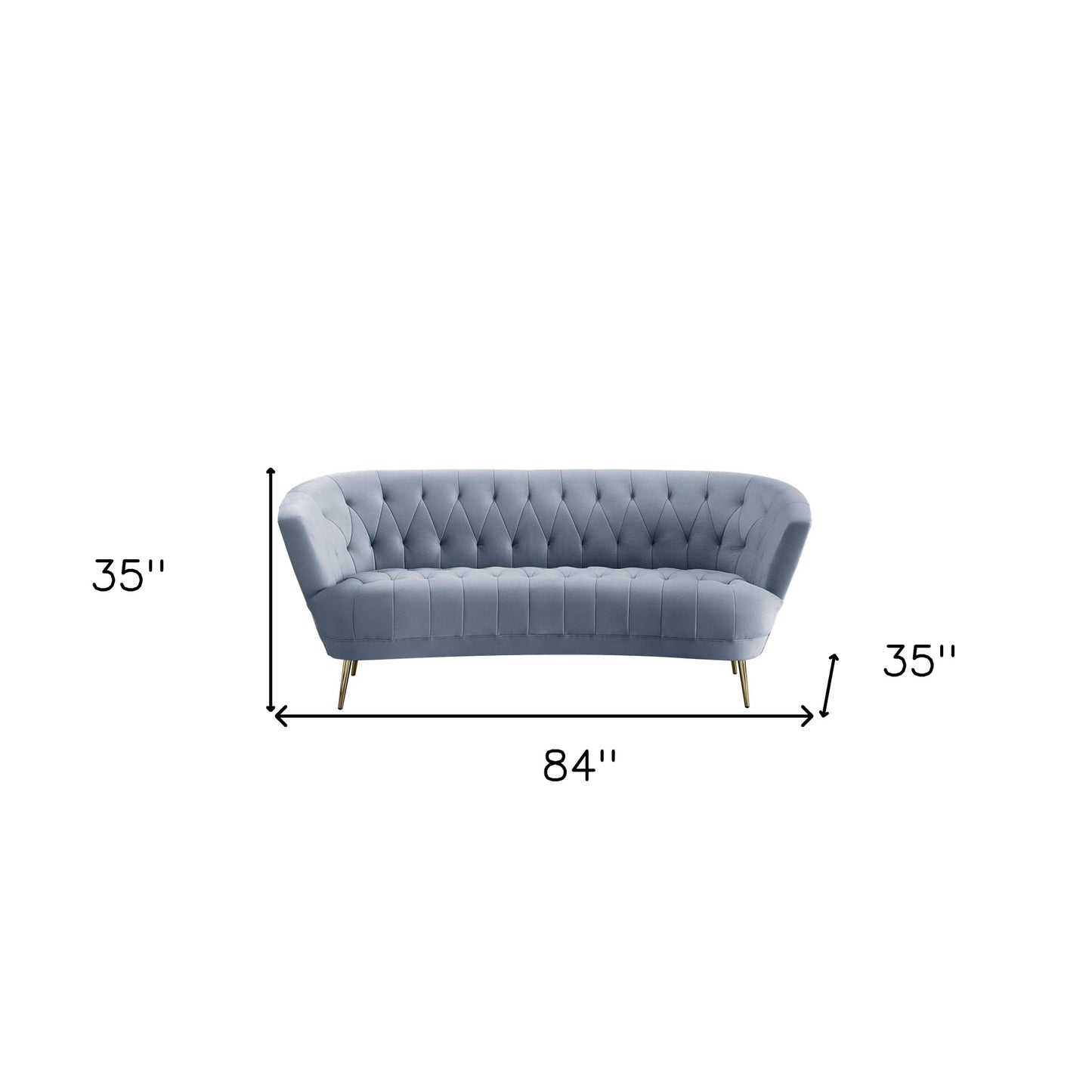 84" Light Gray Velvet Sofa With Gold Legs