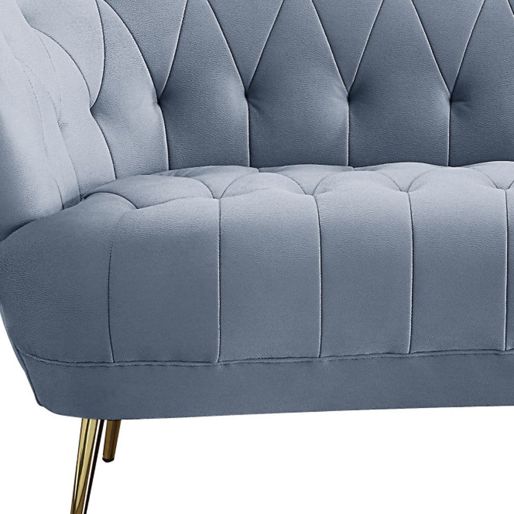 84" Light Gray Velvet Sofa With Gold Legs