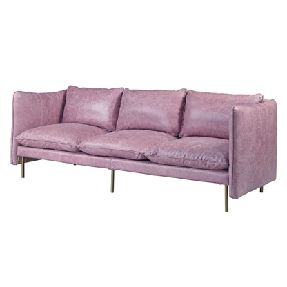 91" Wisteria Top Grain Leather Sofa With Black Legs