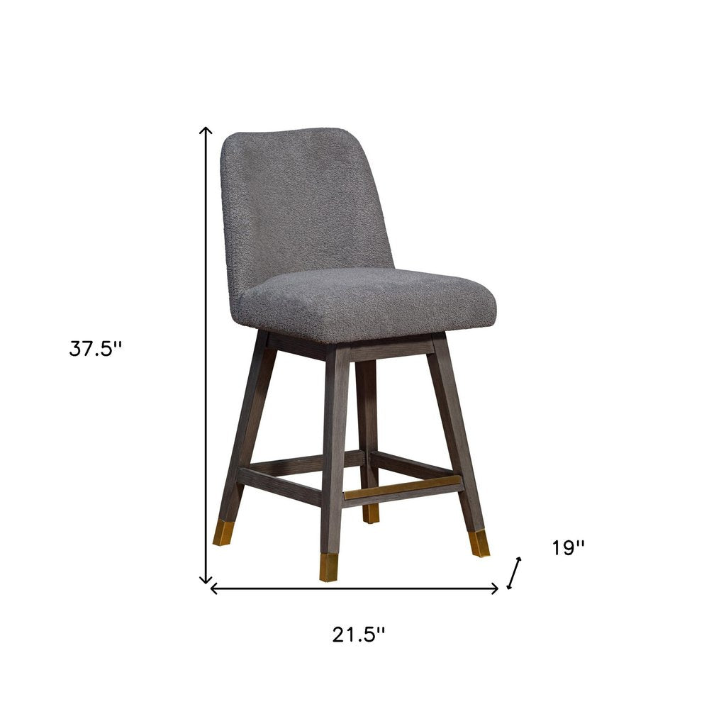 26" Gray Solid Wood Swivel Bar Chair
