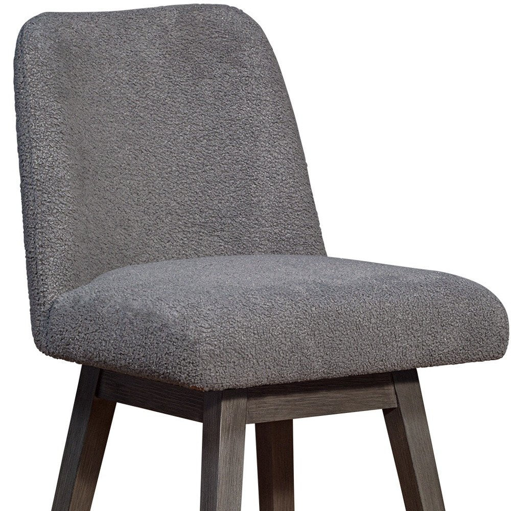 26" Gray Solid Wood Counter Height Swivel Bar Chair