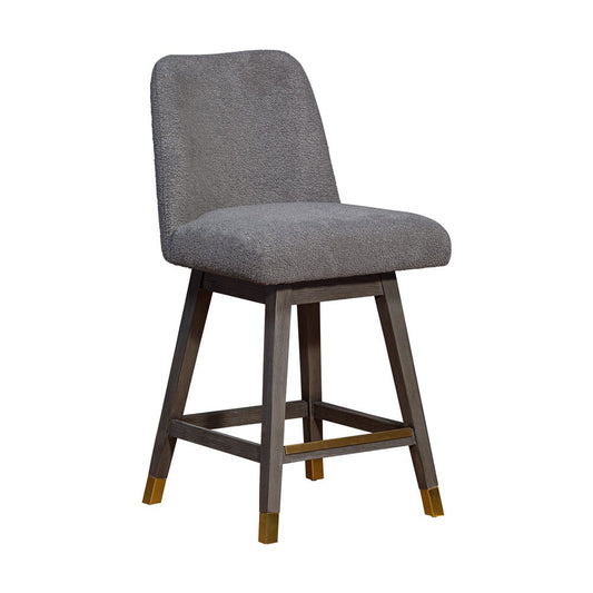26" Gray Solid Wood Swivel Bar Chair