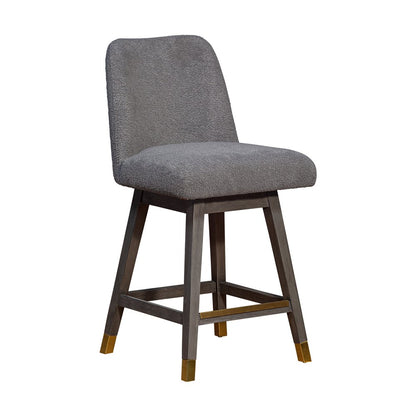 26" Gray Solid Wood Counter Height Swivel Bar Chair