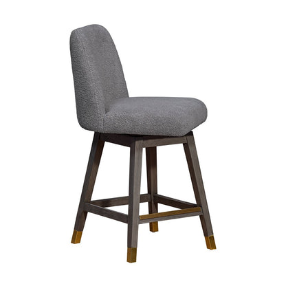 26" Gray Solid Wood Counter Height Swivel Bar Chair