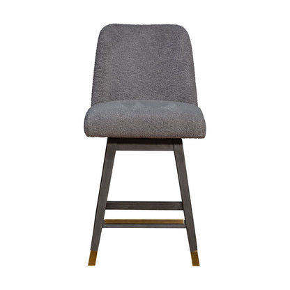 26" Gray Solid Wood Counter Height Swivel Bar Chair