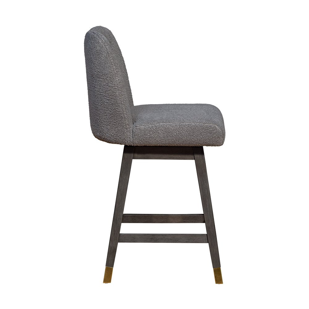 26" Gray Solid Wood Counter Height Swivel Bar Chair