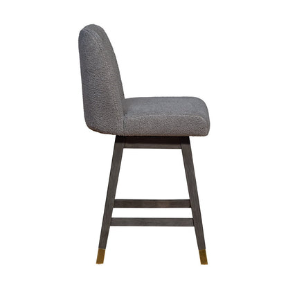 26" Gray Solid Wood Counter Height Swivel Bar Chair