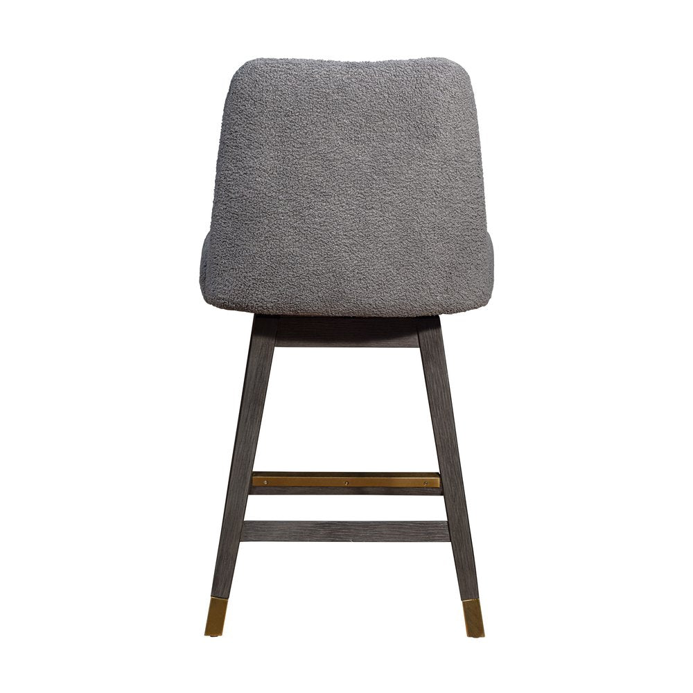 26" Gray Solid Wood Counter Height Swivel Bar Chair