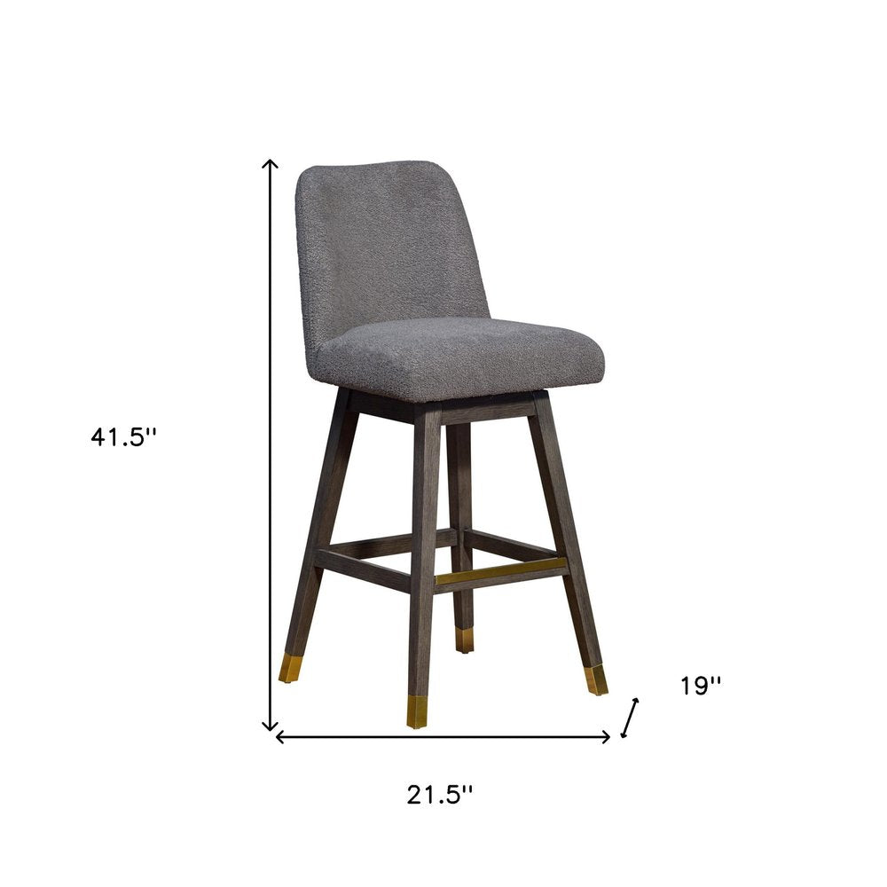 30" Gray Solid Wood Bar Height Swivel Bar Chair