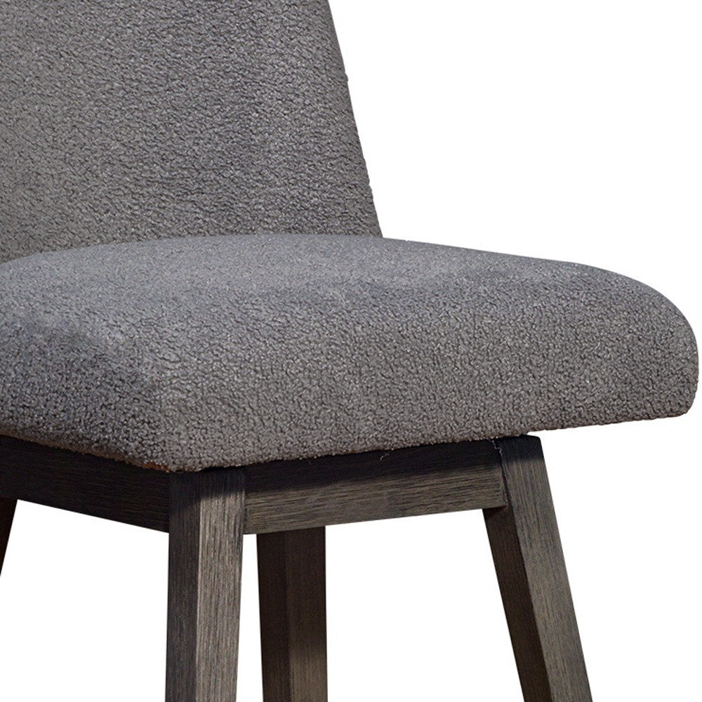 30" Gray Upholstered And Solid Wood Swivel Bar Height Bar Chair