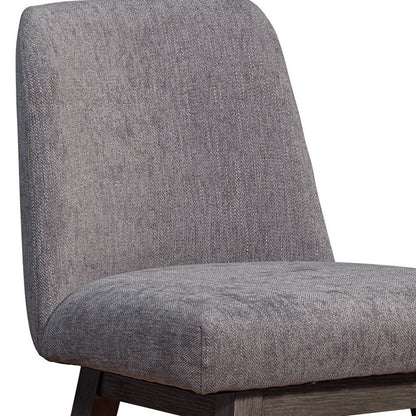 26" Taupe And Gray Fabric And Solid Wood Counter Height Swivel Bar Chair