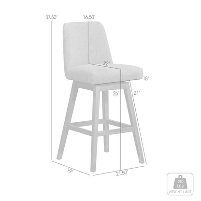 26" Taupe and Gray Solid Wood Counter Height Swivel Bar Chair