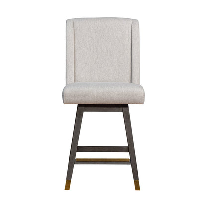 Taupe and Gray Solid Wood Counter Height Swivel Bar Chair