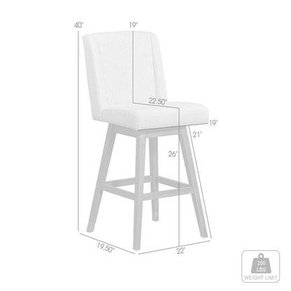 Taupe and Gray Solid Wood Counter Height Swivel Bar Chair