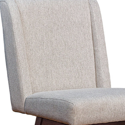 26" Taupe And Brown Fabric And Solid Wood Swivel Bar Chair