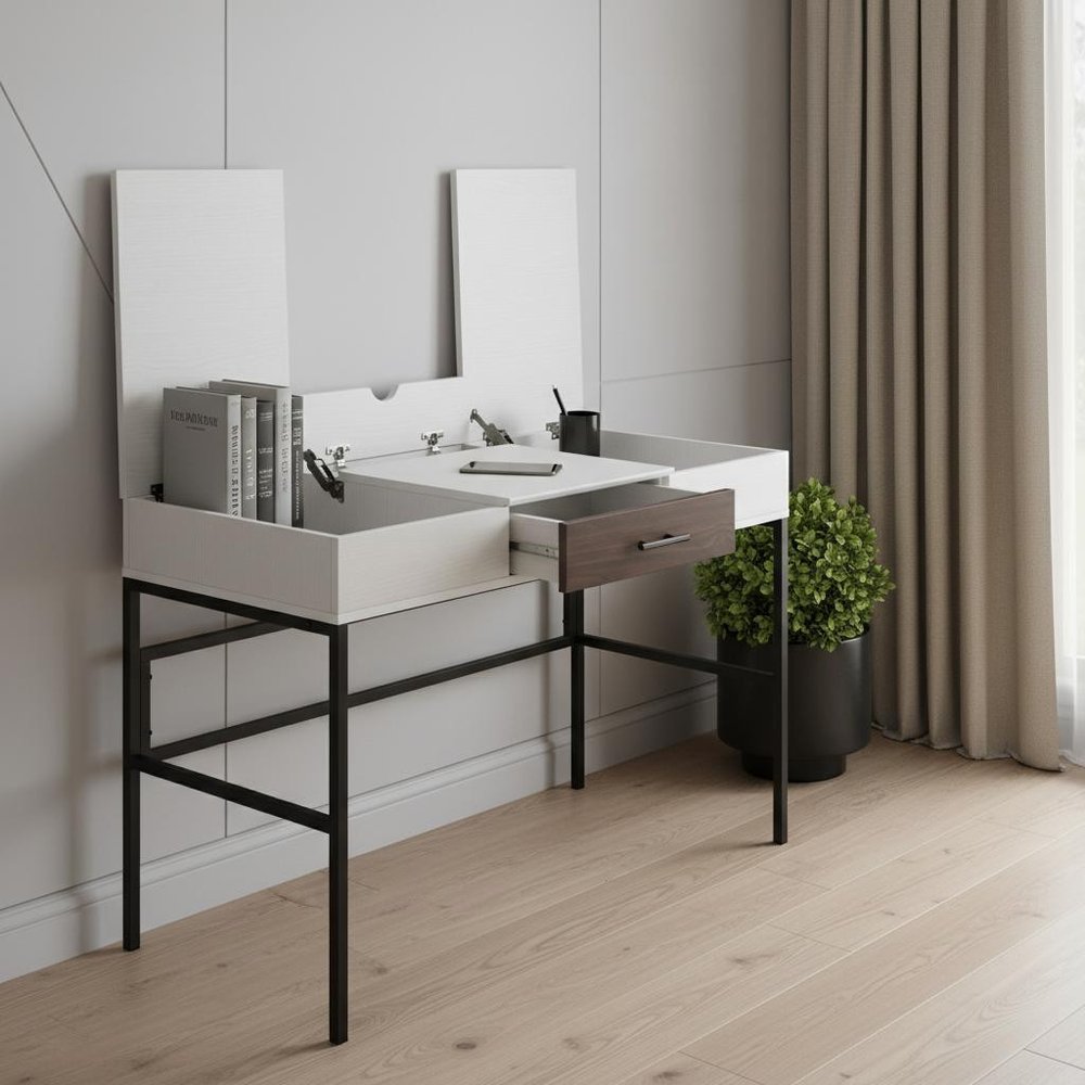 42" White and Black Writing Desk