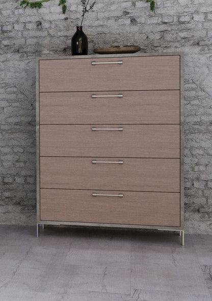 35" Brown Wood Five Drawer Dresser