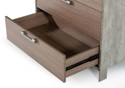 35" Brown Wood Five Drawer Dresser
