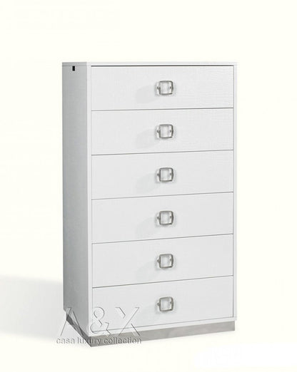 32" White Wood Six Drawer Dresser