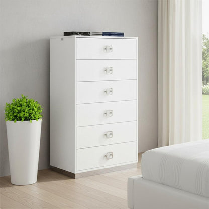 32" White Wood Six Drawer Dresser