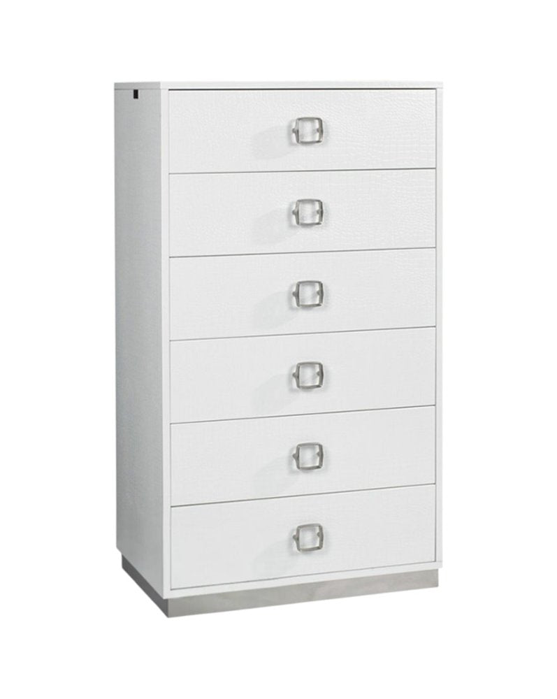 32" White Wood Six Drawer Dresser