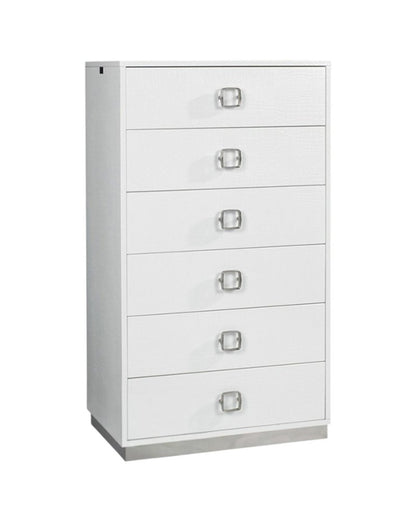 32" White Wood Six Drawer Dresser