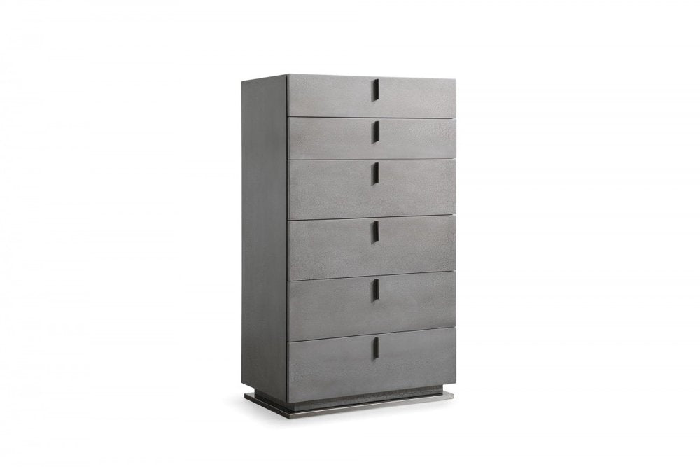 30" Gray Wood Six Drawer Dresser