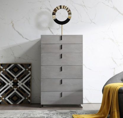 30" Gray Wood Six Drawer Dresser