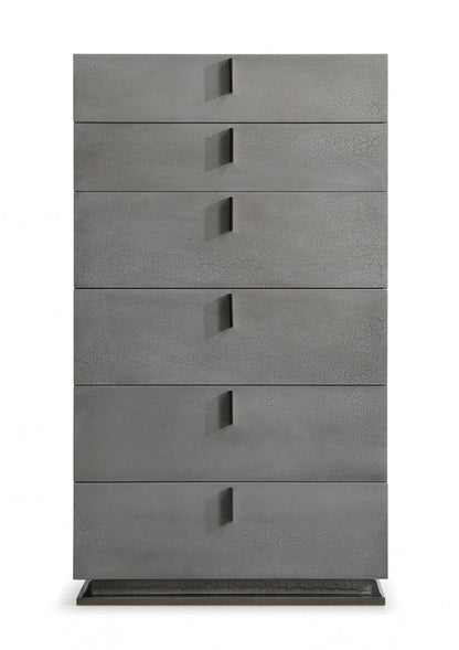 30" Gray Wood Six Drawer Dresser