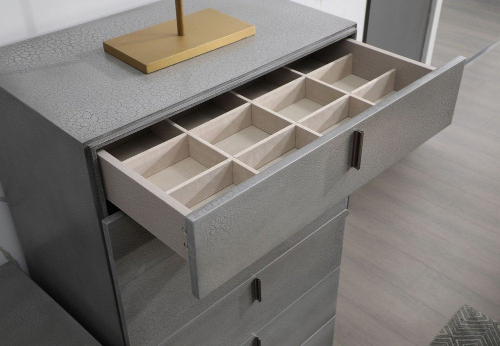 30" Gray Wood Six Drawer Dresser