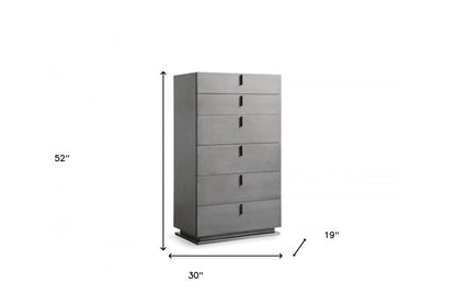 30" Gray Wood Six Drawer Dresser
