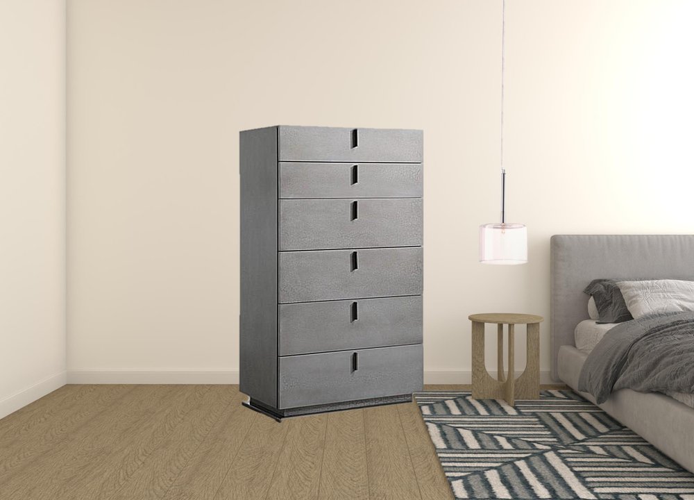30" Gray Wood Six Drawer Dresser