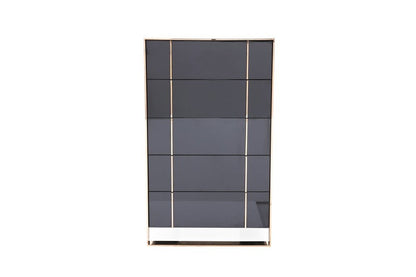 33" Black Gold Manufactured Wood + Solid Wood Stainless Steel Five Drawer Chest