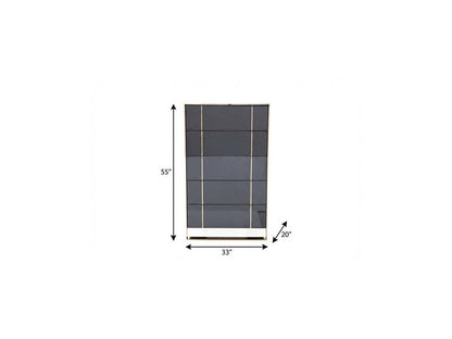 33" Black Gold Manufactured Wood + Solid Wood Stainless Steel Five Drawer Chest