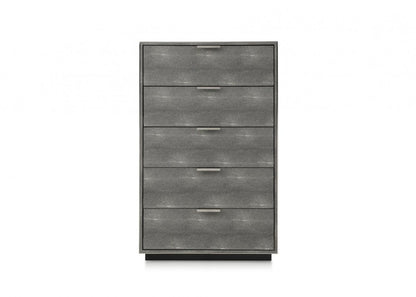 30" Gray Wood Five Drawer Dresser