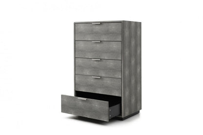 30" Gray Wood Five Drawer Dresser
