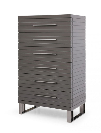 30" Gray Wood Six Drawer Dresser
