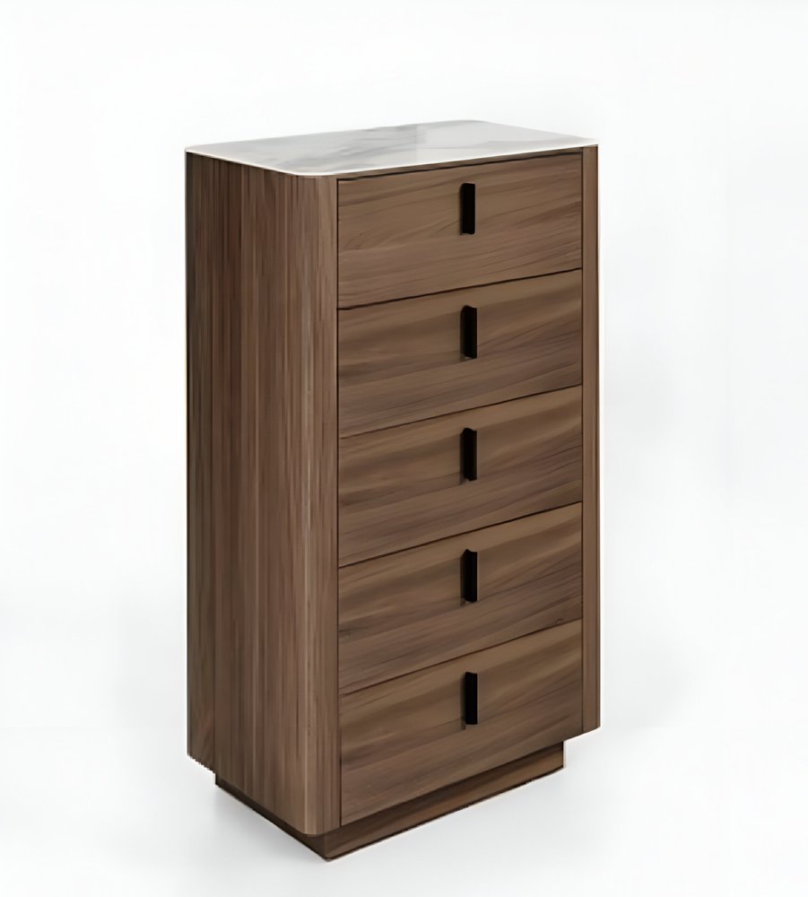 28" Black And White Wood Five Drawer Dresser