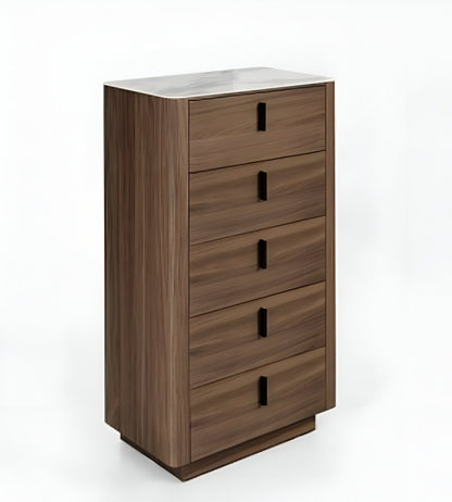28" Black And White Wood Five Drawer Dresser