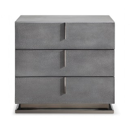 22" Gray Crackle Finish Three Drawer Nightstand